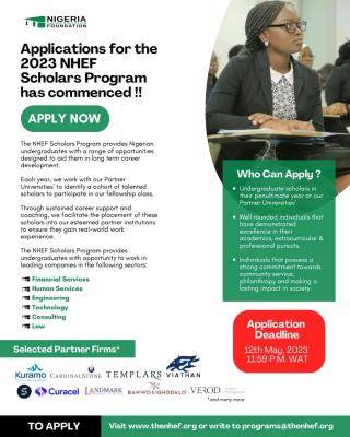 Apply For Nigeria Higher Education Foundation (NHEF) Scholars Program 2023